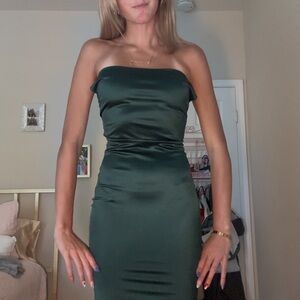Windsor Green Ruched Strapless Bodycon Dress